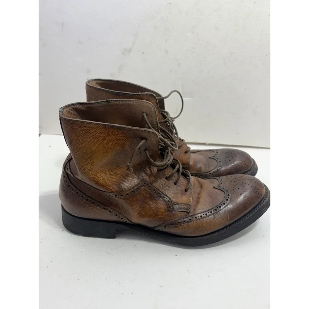 Vintage Magnanni Wingtip Dress Boots Brown Leather Ankle Chukka 3316 SZ 12 M